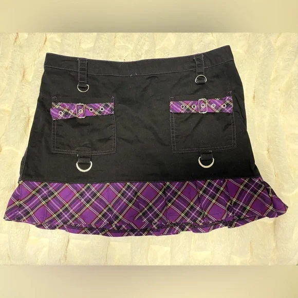 Vintage Tripp NYC Purple Plaid Mini Skirt Y2K Size Large - Picture 1 of 9